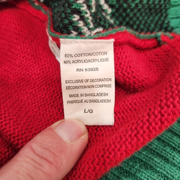 Ugly Christmas Sweater Let It Glow Reindeer Sweater Men's Large Red Green Black - Picture 7 of 13